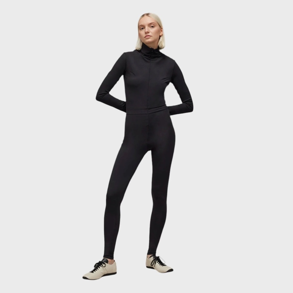 Y-3 Yohji Yamamoto Adidas Womens sz L Catsuit Black Bodysuit Jumpsuit Stretch - Picture 4 of 11